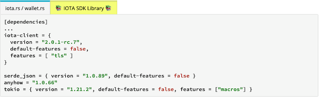 Example IOTA SDK Hint at image