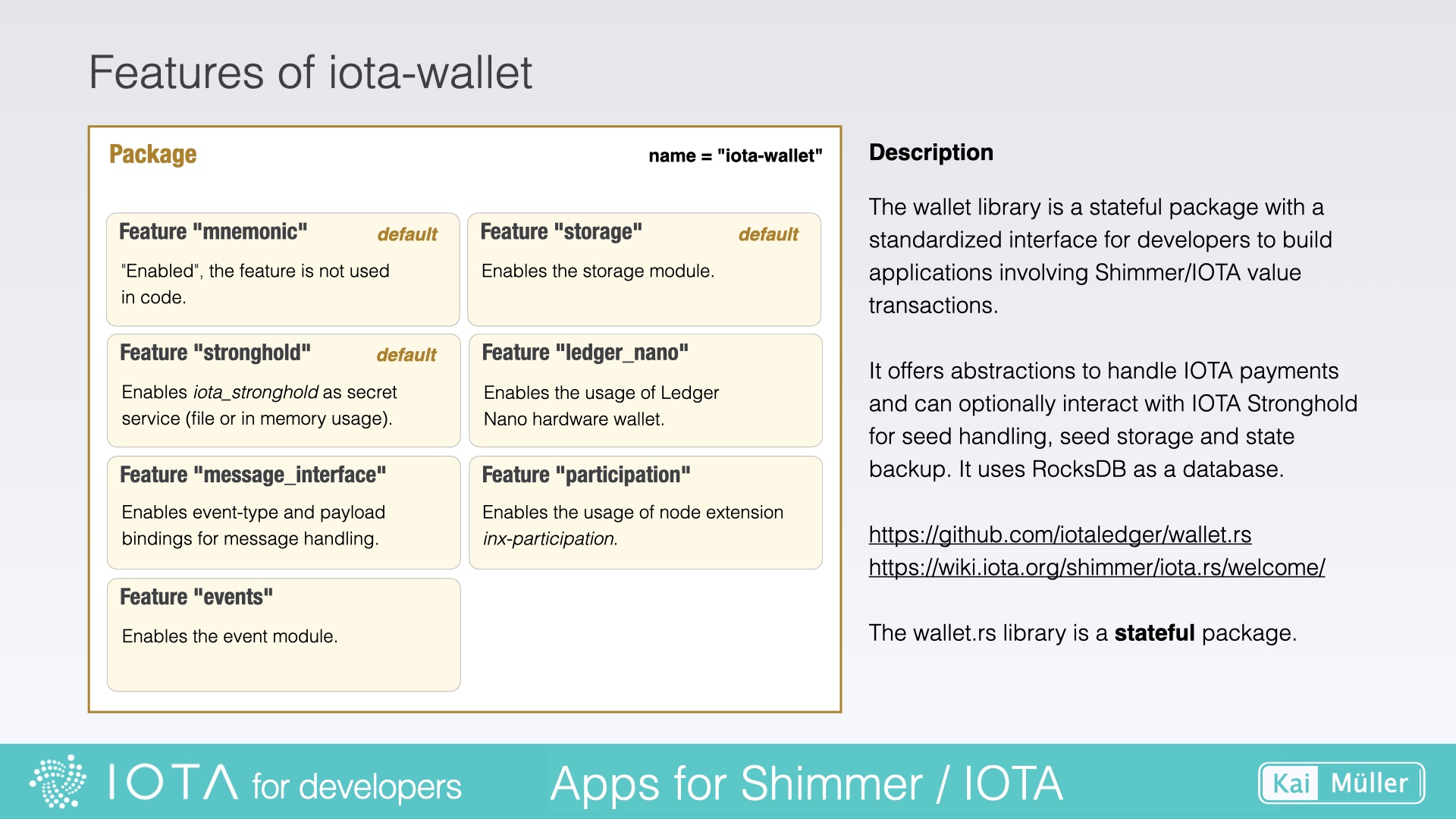 Structure of wallet.rs and features of iota-wallet